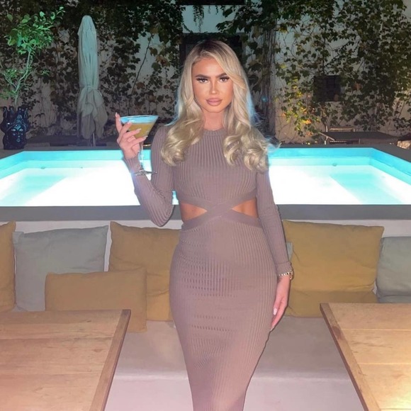 ZARA CUT-OUT RIBBED KNIT DRESS MINK BROWN - Picture 2 of 16